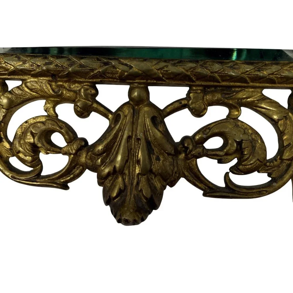 1800s Antique Victorian Bacchus Gilded Brass Wall Mirror Beveled Glass